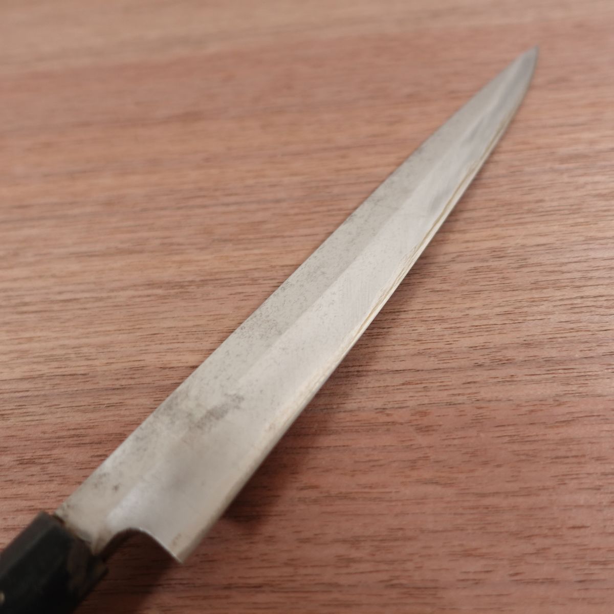 Blue Steel Yanagiba Knife, Sharpened, Sashimi Knife, Water Buffalo Handle, Yasuki Steel, 210mm