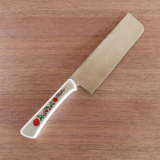 Rose Pattern Nakiri Knife, Sharpened, Stainless Steel, Vegetable Knife, Rose Design, 160mm
