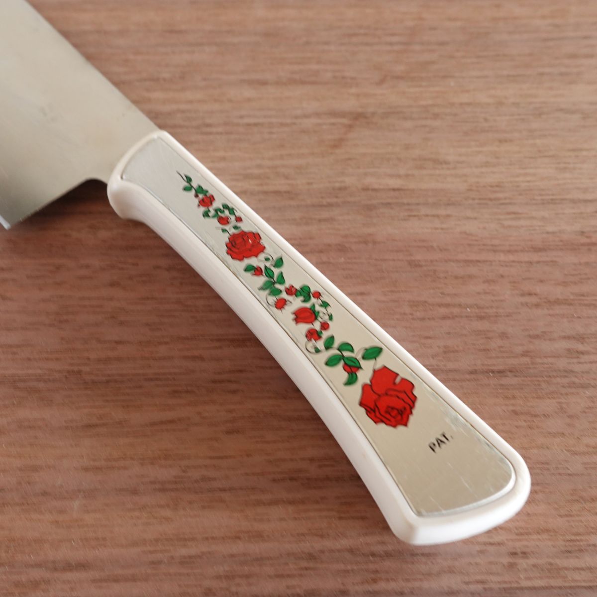 Rose Pattern Nakiri Knife, Sharpened, Stainless Steel, Vegetable Knife, Rose Design, 160mm