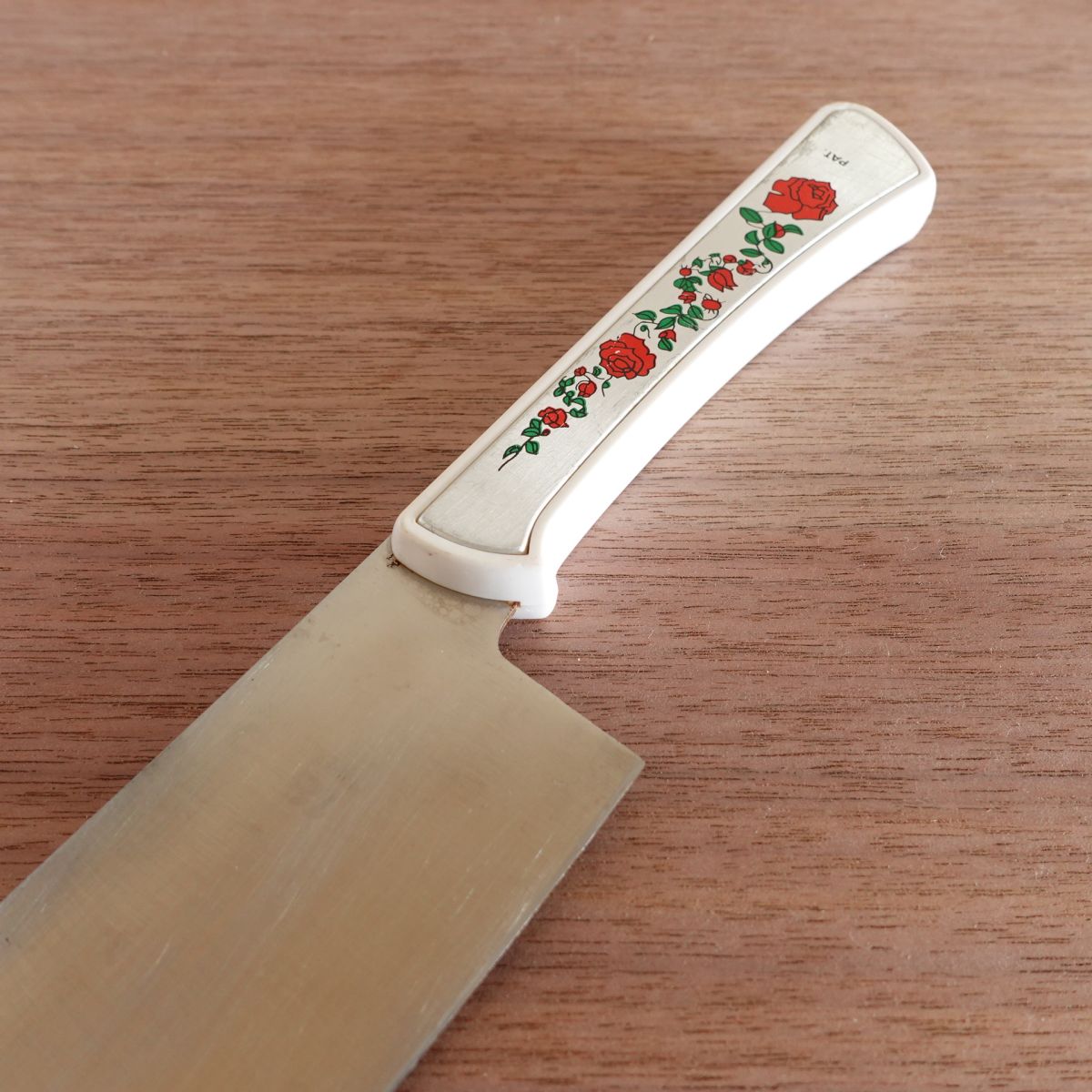 Rose Pattern Nakiri Knife, Sharpened, Stainless Steel, Vegetable Knife, Rose Design, 160mm