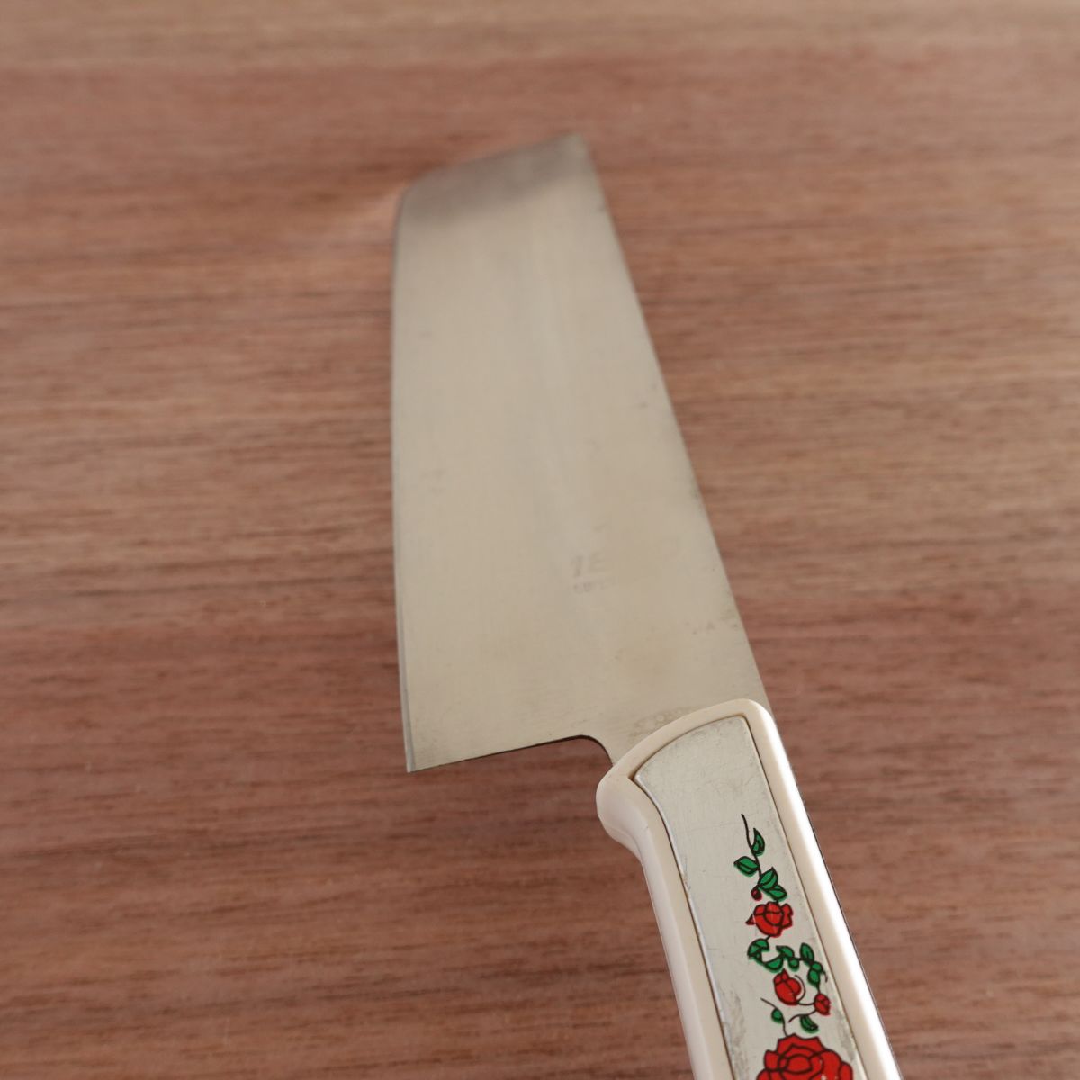 Rose Pattern Nakiri Knife, Sharpened, Stainless Steel, Vegetable Knife, Rose Design, 160mm