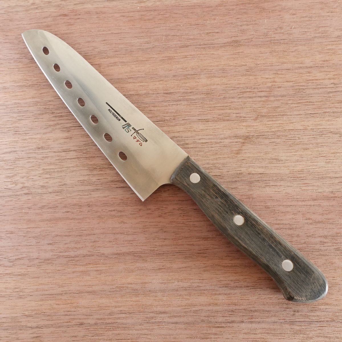 TS Madam Santoku Knife, Sharpened, Molybdenum Steel, Perforated Stainless Steel, 170mm