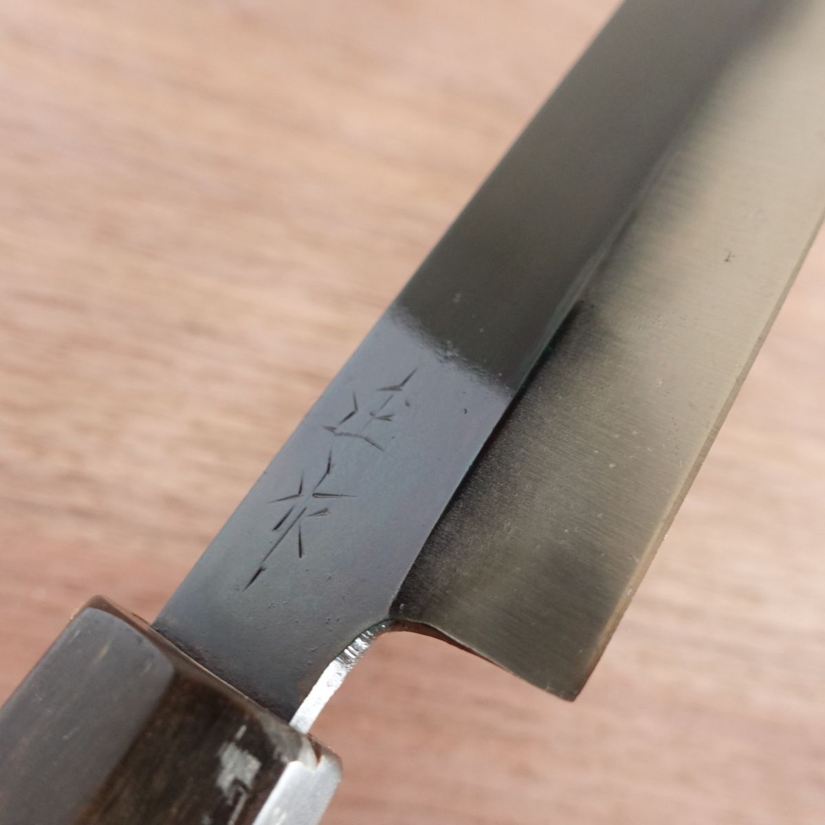 [HYPER REBORN] Masasaku Mukimono Knife, Sharpened, Black Oxide Finish, Water Buffalo Octagonal Handle, Kenmuki Carving Knife, 165mm