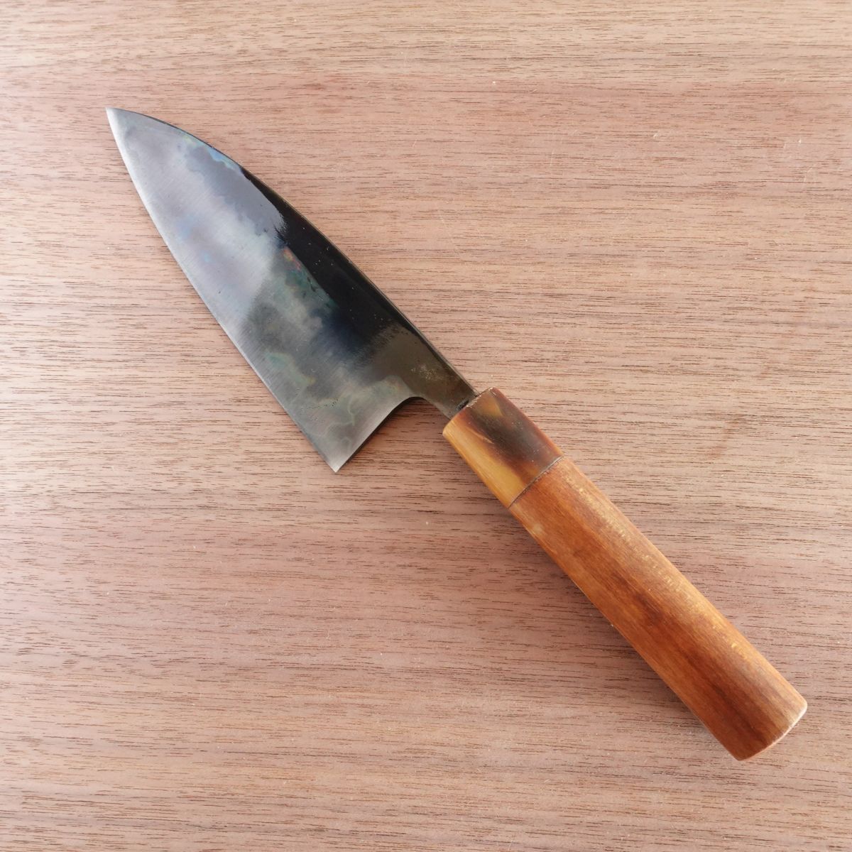 [HYPER REBORN] Masasaku Deba Knife, Sharpened, Black Oxide Finish, White Water Buffalo Handle, Hagane Steel, Single Bevel, 150mm