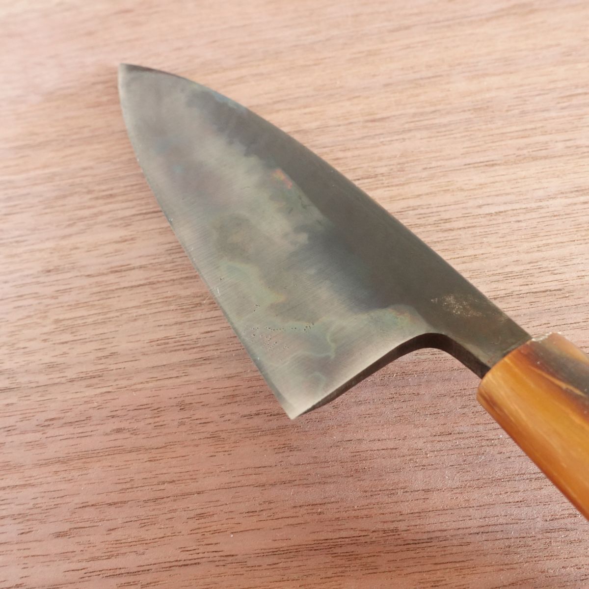 [HYPER REBORN] Masasaku Deba Knife, Sharpened, Black Oxide Finish, White Water Buffalo Handle, Hagane Steel, Single Bevel, 150mm
