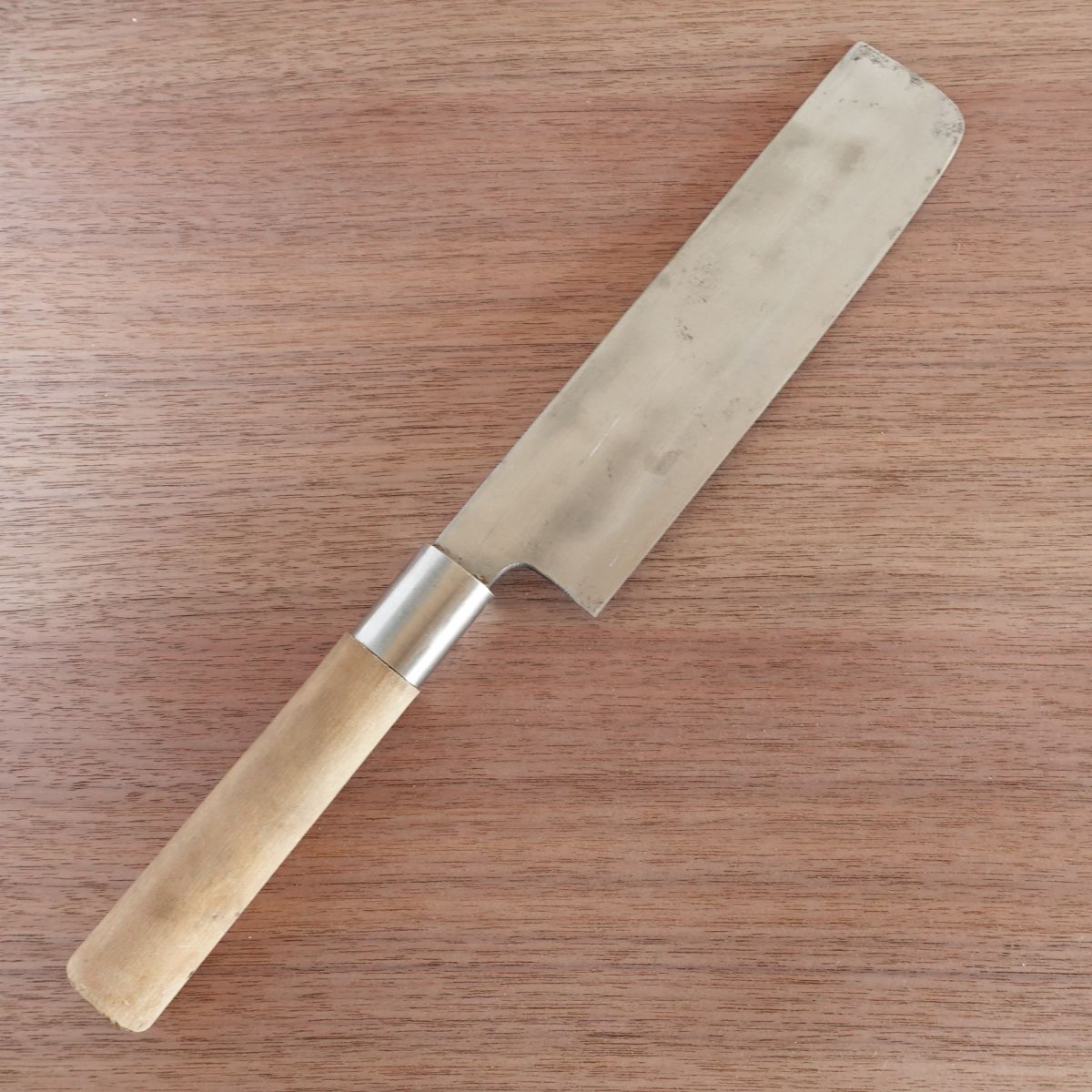 Kaneyasu Nakiri Knife, Sharpened, Hagane, Double-Edged, Vegetable Knife, Large Size, 175mm