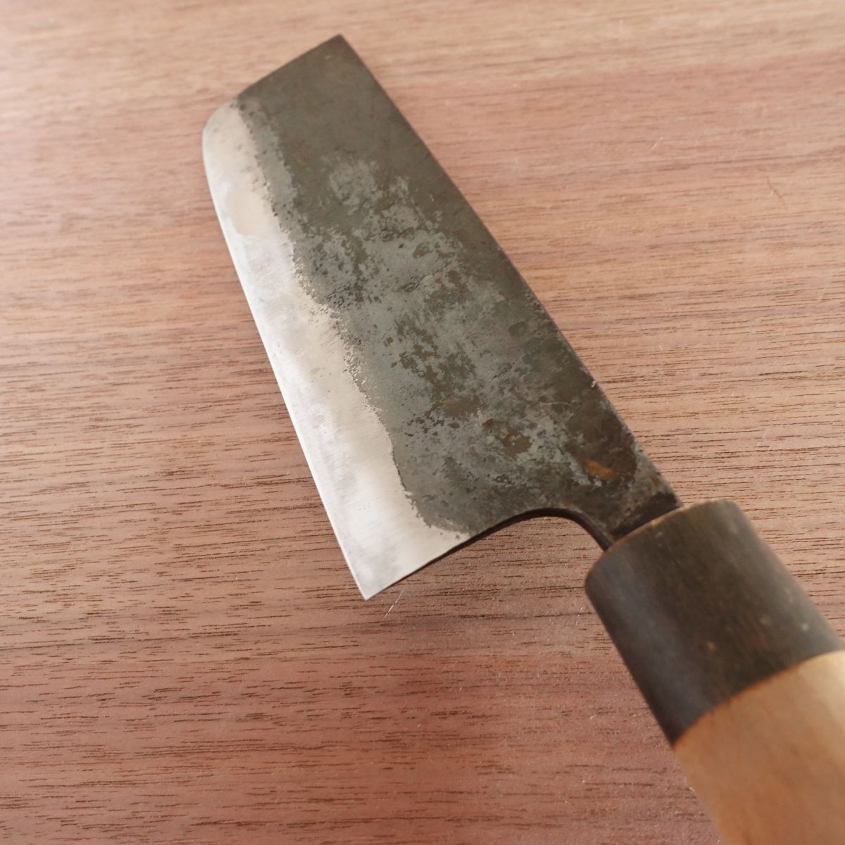 Kiya Nakiri Knife, Sharpened, HAT Series, Kurouchi Finish, Water Buffalo Handle, 160mm