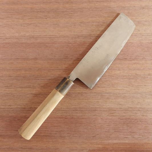 Kireaji no Ie Nakiri Knife, Sharpened, Water Buffalo Handle, Aogami Steel, Yasuki Blue Steel, 170mm