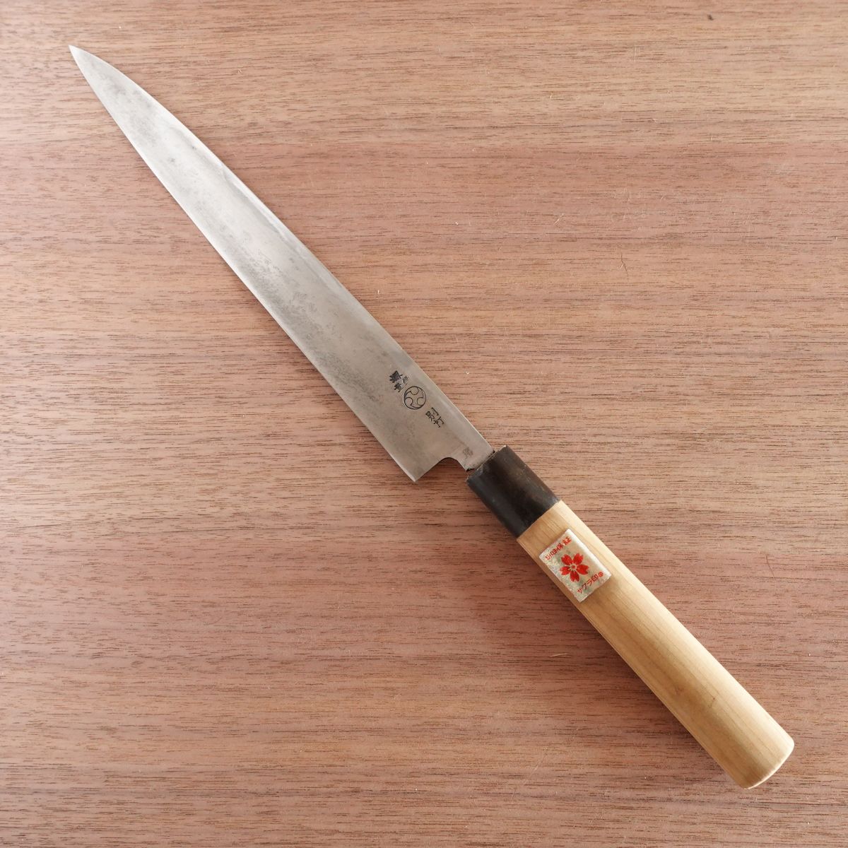 Sakai Sadamune Yanagiba Knife, Sharpened, Water Buffalo Handle, Sashimi Knife, With Sakura Sticker, 240mm