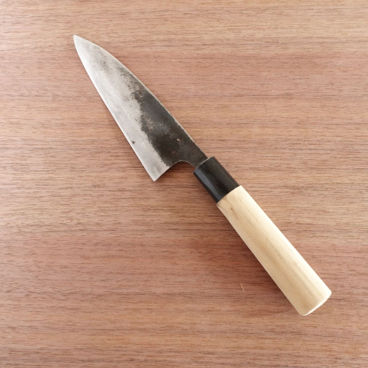Special Wa-Santoku Knife, Sharpened, Kurouchi Finish, Hagane, Double-Edged, All-Purpose Knife, 150mm