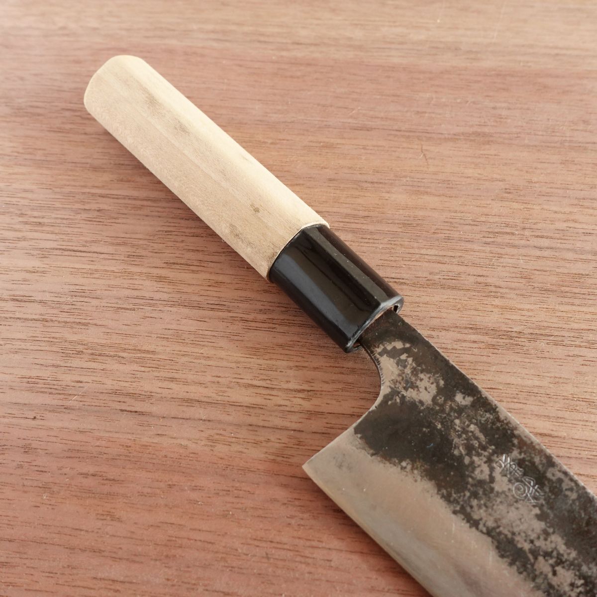 Special Wa-Santoku Knife, Sharpened, Kurouchi Finish, Hagane, Double-Edged, All-Purpose Knife, 150mm