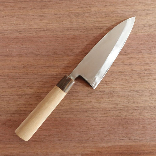 Sakai Sadamune Deba Knife, Sharpened, Water Buffalo Handle, With Sakura Sticker, 165mm