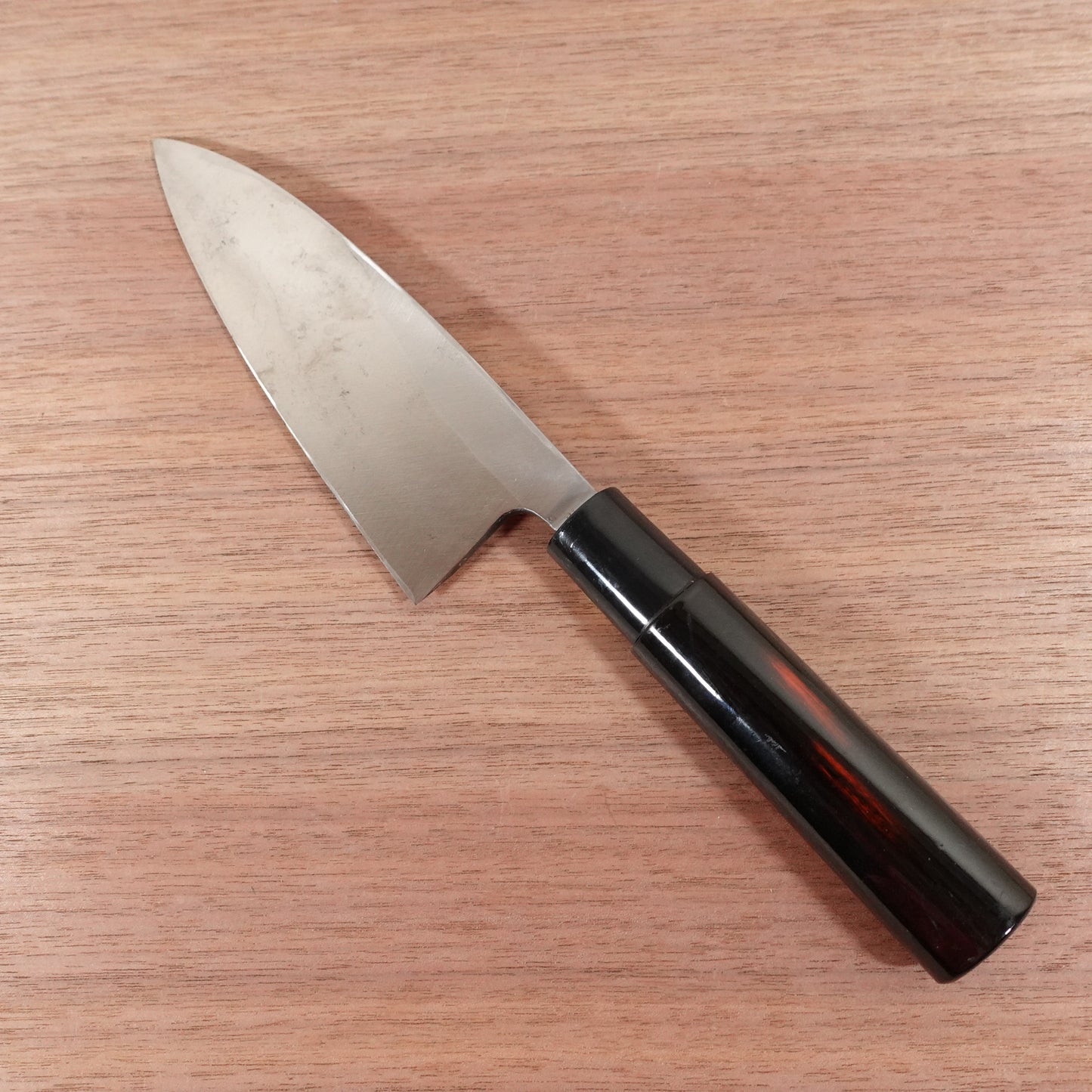 Sakai Genkichi Deba Knife, Sharpened, Negoro Lacquer Handle, Sakai Blade Sticker, Artisan Craft, Excellent Condition, 150mm