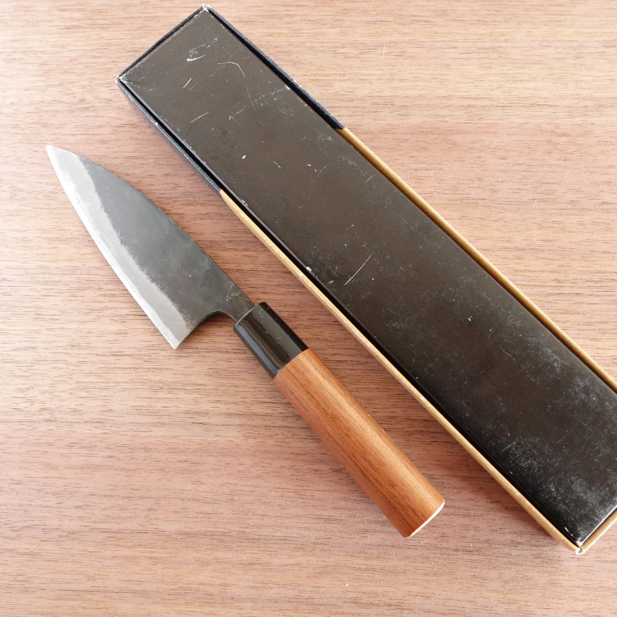 Sakoda Aji-Kiri Knife, Sharpened, Kurouchi Finish, Hand-Forged, Special Edition, Boxed, Unused, 125mm