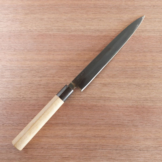 [HYPER REBORN] Fumitsugu Yanagiba Knife, Sharpened, Black Oxide Finish, Water Buffalo Handle, Sashimi Knife, 240mm