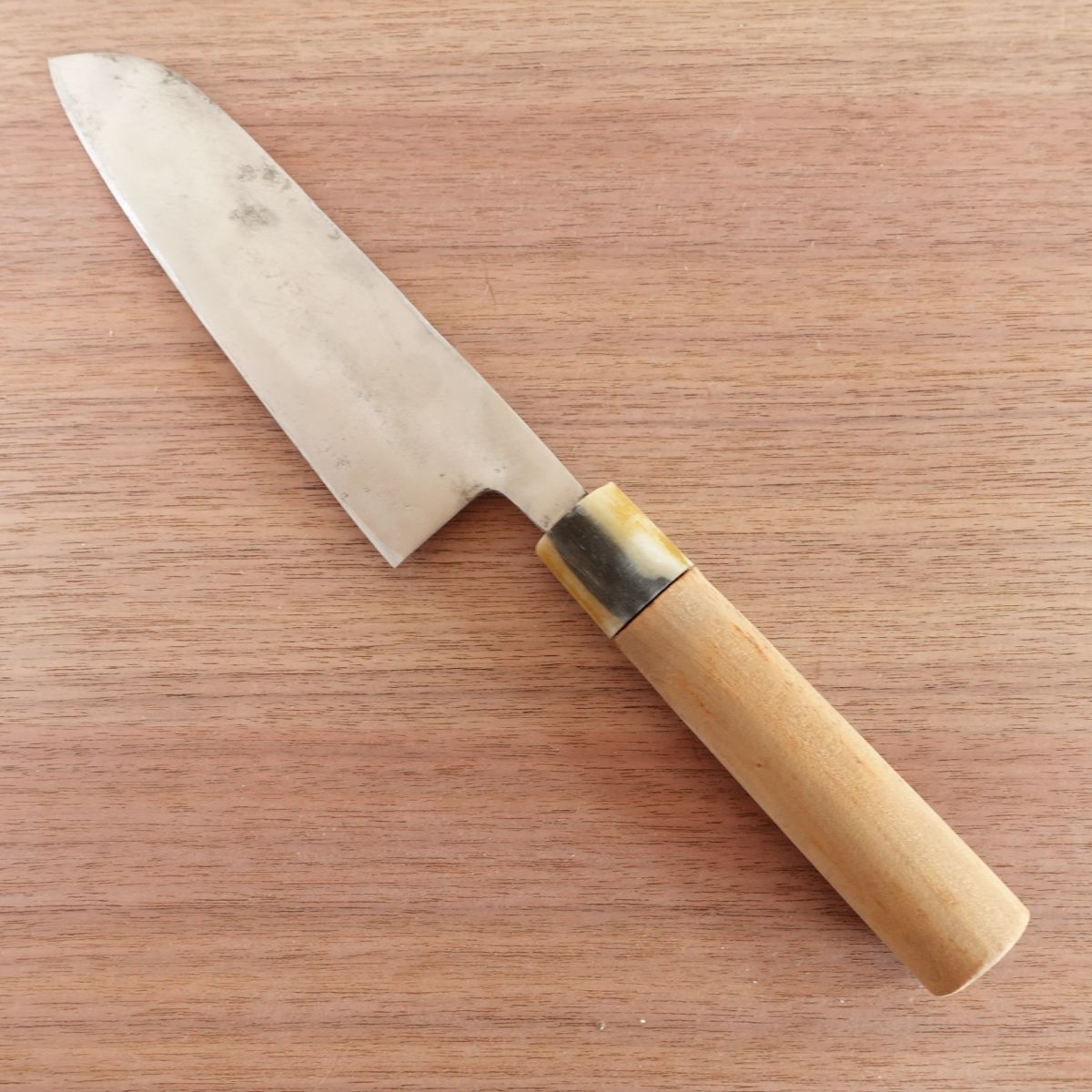 Hisatsugu Wa-Santoku Knife, Sharpened, Water Buffalo Handle, All-Purpose Knife, Hagane, 165mm