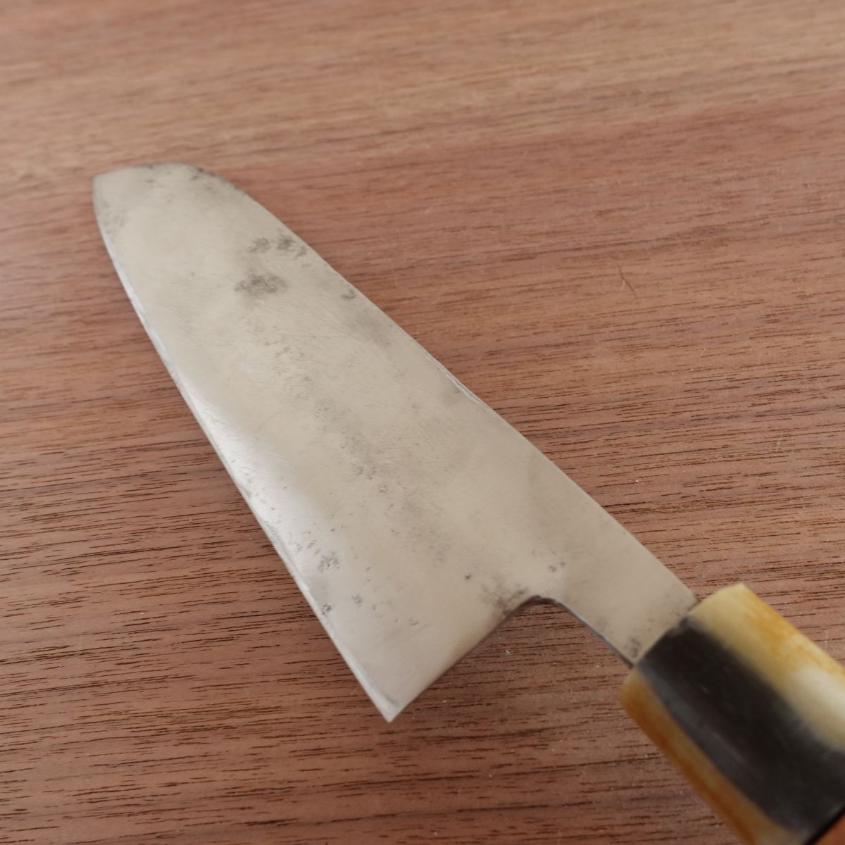 Hisatsugu Wa-Santoku Knife, Sharpened, Water Buffalo Handle, All-Purpose Knife, Hagane, 165mm