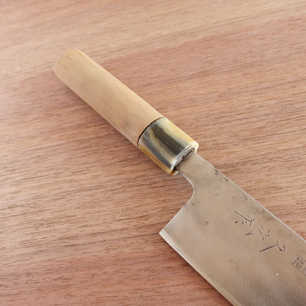 Hisatsugu Wa-Santoku Knife, Sharpened, Water Buffalo Handle, All-Purpose Knife, Hagane, 165mm