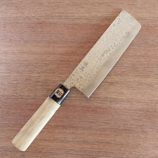 Akari Nakiri Knife, Sharpened, Stainless Steel, Tsuchime Finish, Vegetable Knife, 170mm