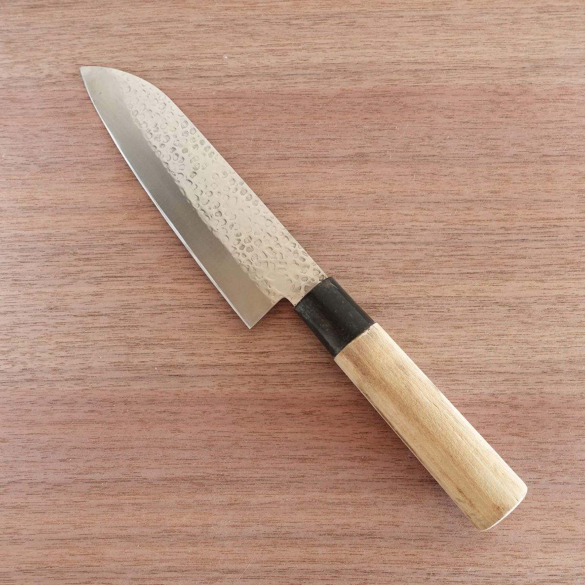 Akari Santoku Knife, Sharpened, All-Purpose Knife, Stainless Steel, Tsuchime Finish, 170mm