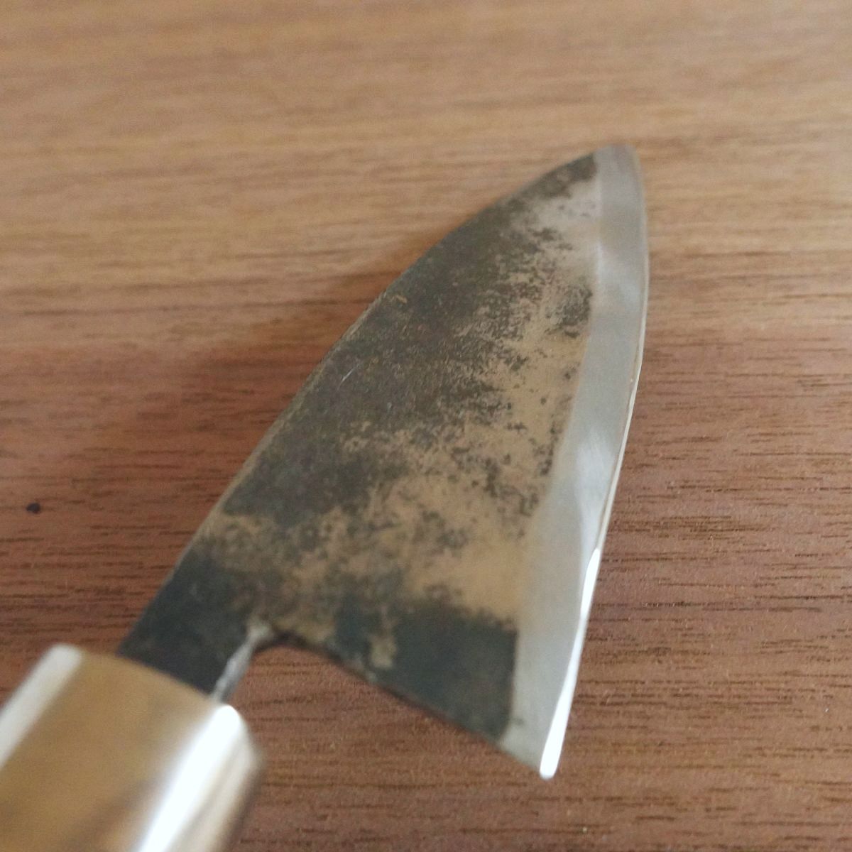 Masafumi Ko-Deba Knife, Sharpened, Kurouchi Finish, Aji Knife, Single-Edged, 105mm