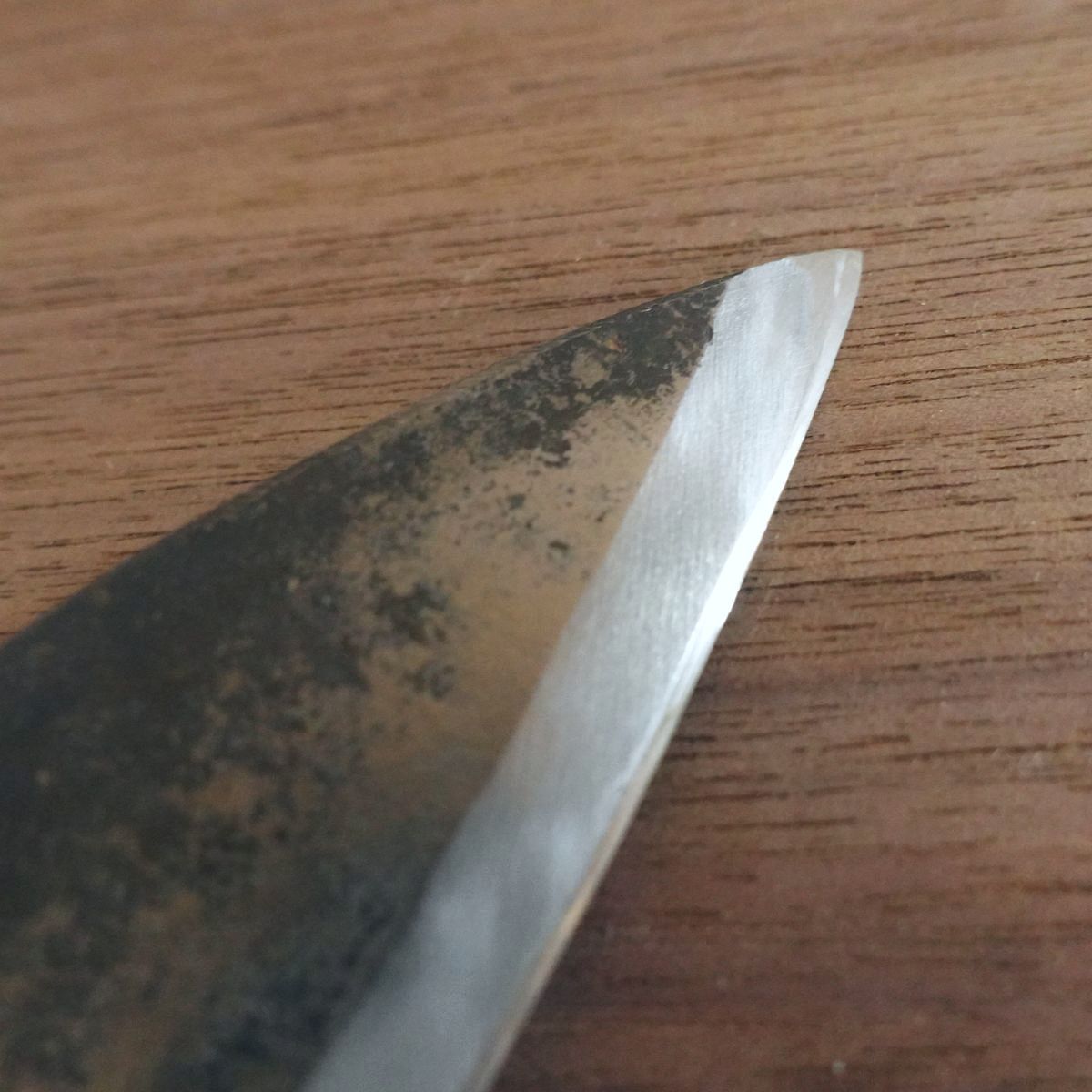 Masafumi Ko-Deba Knife, Sharpened, Kurouchi Finish, Aji Knife, Single-Edged, 105mm