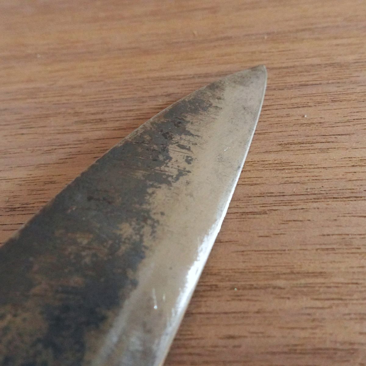 Aogami Steel Aji-Kiri Knife, Sharpened, Kurouchi Finish, Ko-Deba, Double-Edged, Tosa, 105mm