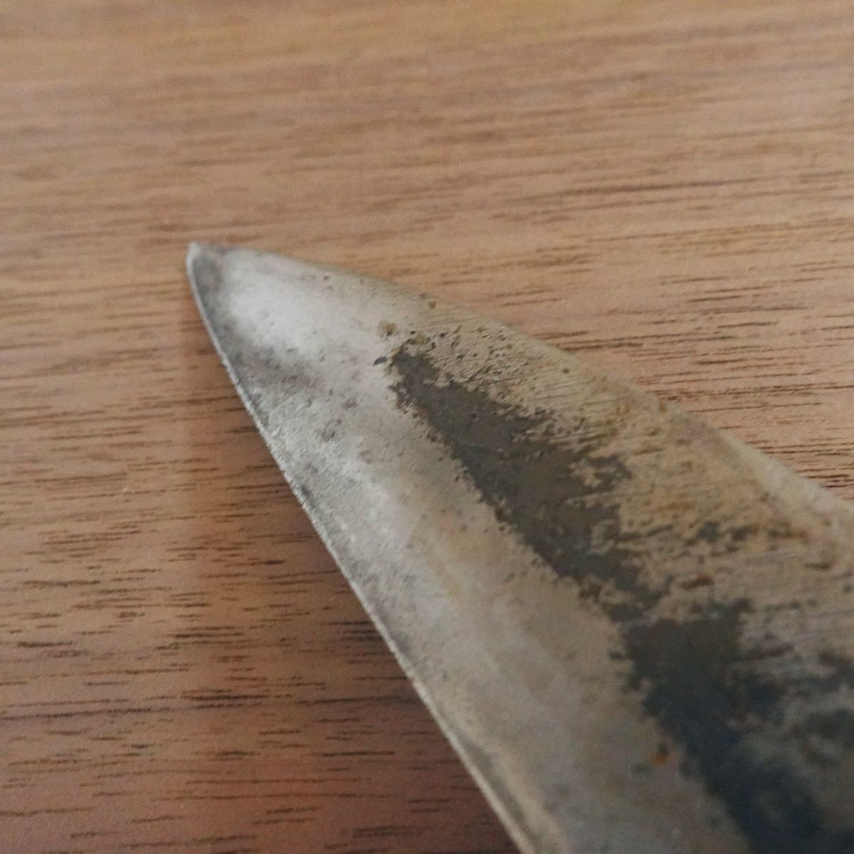 Aogami Steel Aji-Kiri Knife, Sharpened, Kurouchi Finish, Ko-Deba, Double-Edged, Tosa, 105mm