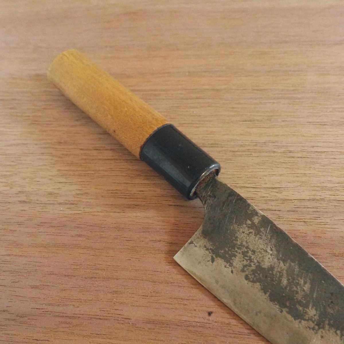 Aogami Steel Aji-Kiri Knife, Sharpened, Kurouchi Finish, Ko-Deba, Double-Edged, Tosa, 105mm