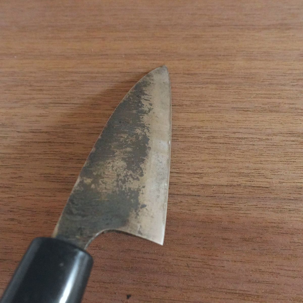 Aogami Steel Aji-Kiri Knife, Sharpened, Kurouchi Finish, Ko-Deba, Double-Edged, Tosa, 105mm