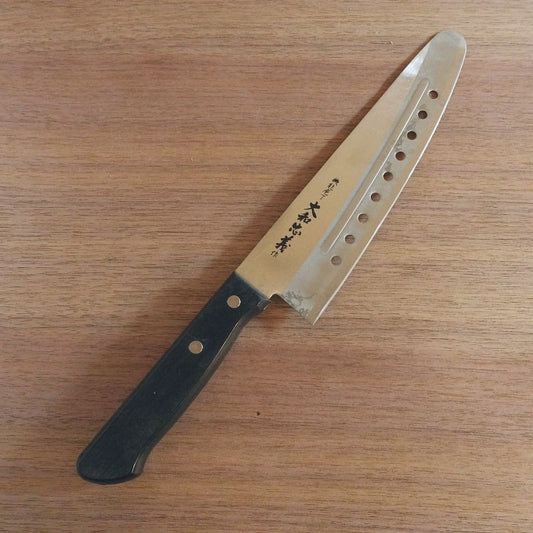 Yamato Tadayoshi Santoku Knife, Sharpened, Perforated Blade, Functional Knife, 180mm