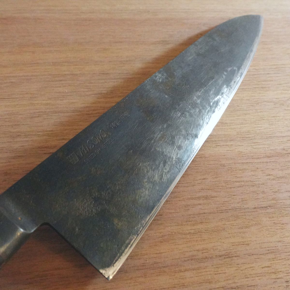 MISONO Western Deba Knife, Sharpened, Black Oxide Finish, Thick Blade, Swedish Steel, 275mm