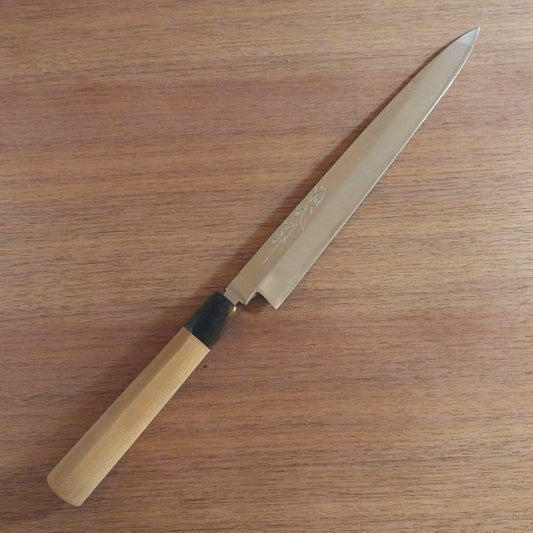 Kikutake Yanagiba Knife, Sharpened, Water Buffalo Handle, Sashimi Knife, Yasuki Steel, 240mm