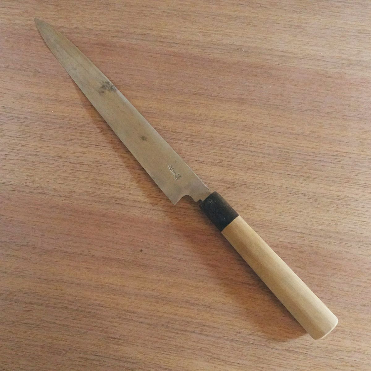Kikutake Yanagiba Knife, Sharpened, Water Buffalo Handle, Sashimi Knife, Yasuki Steel, 240mm