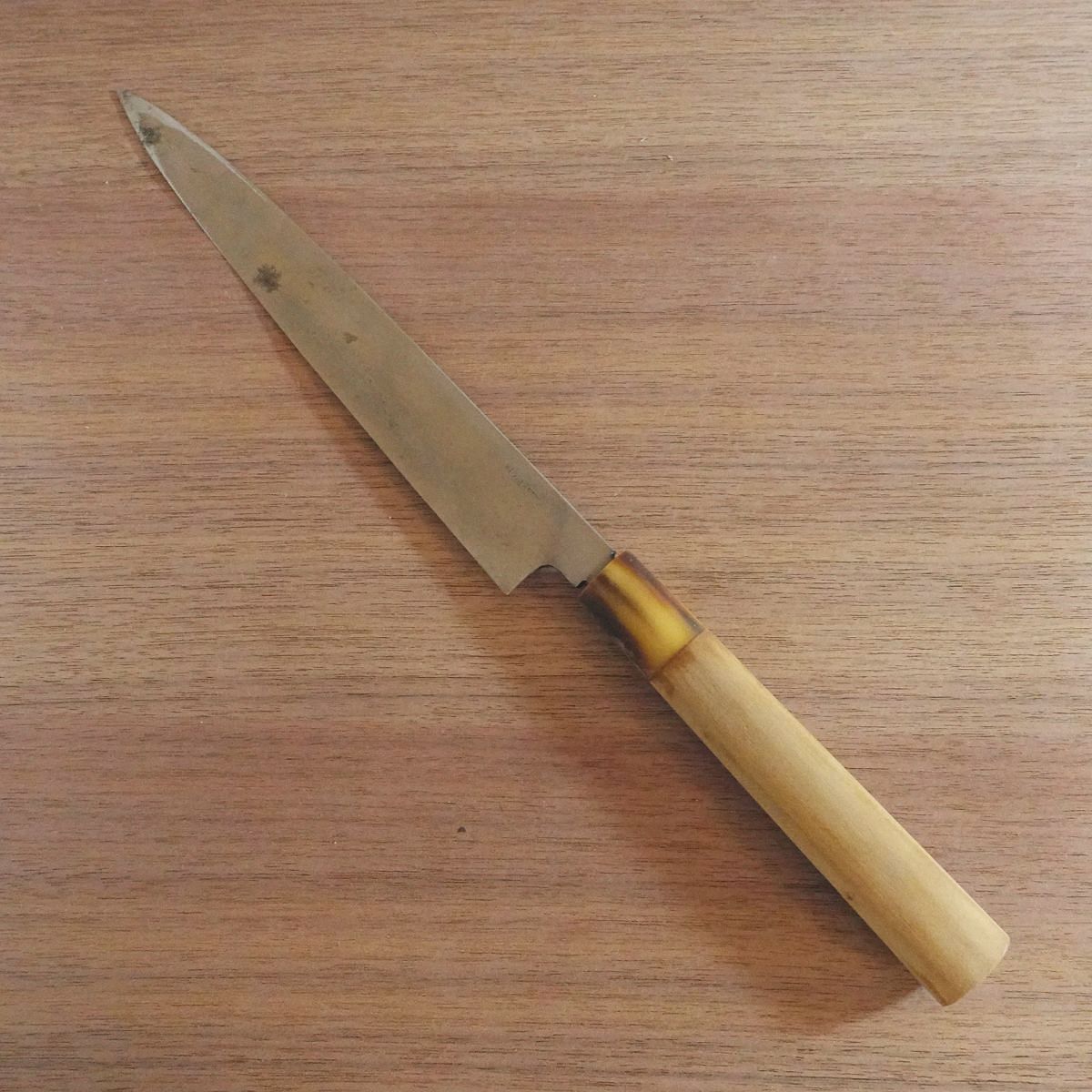 Suishin Yanagiba Knife, Sharpened, White Water Buffalo Handle, Sashimi Knife, Yasuki Steel, 215mm