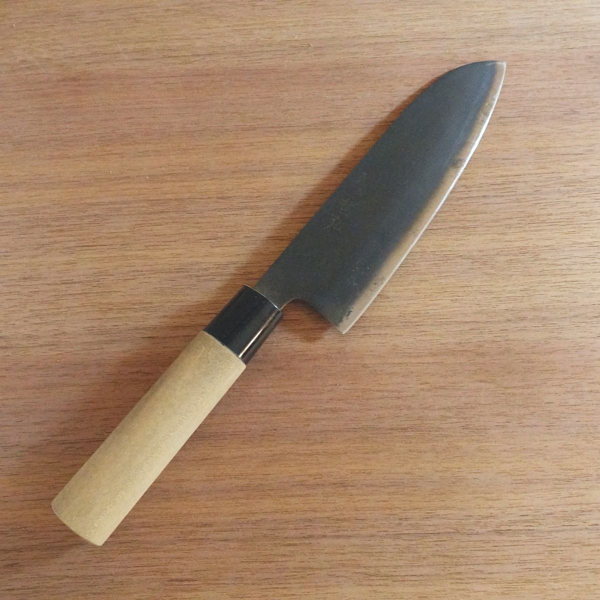 [HYPER REBORN] Tetsuhiro Santoku Knife, Sharpened, Black Oxide Finish, All-Purpose Knife, Hagane, 170mm