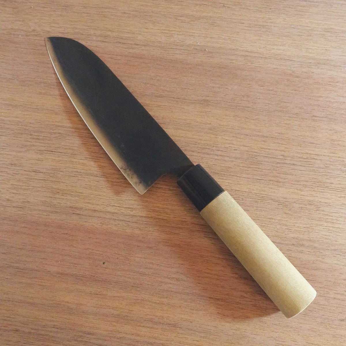 [HYPER REBORN] Tetsuhiro Santoku Knife, Sharpened, Black Oxide Finish, All-Purpose Knife, Hagane, 170mm