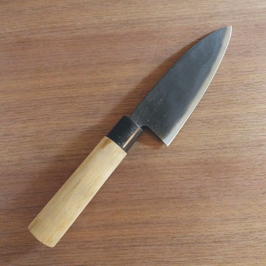 [HYPER REBORN] Special Aogami Steel Deba Knife, Sharpened, Black Oxide Finish, Tosa, Double-Edged, 160mm