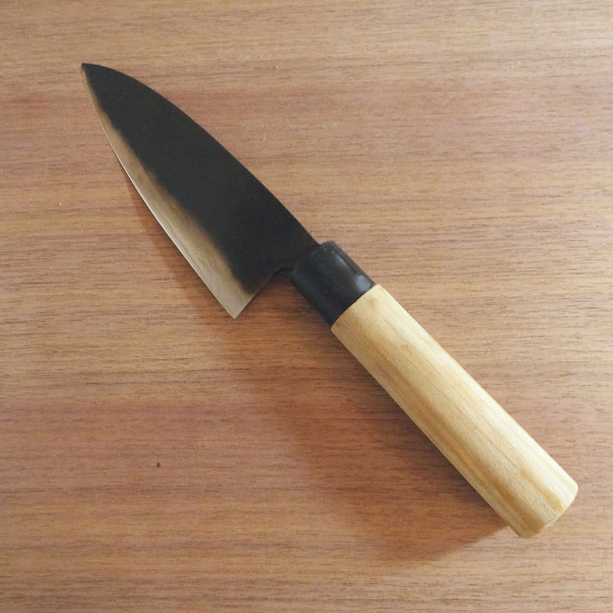[HYPER REBORN] Special Aogami Steel Deba Knife, Sharpened, Black Oxide Finish, Tosa, Double-Edged, 160mm