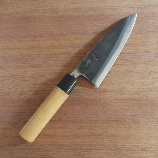 [HYPER REBORN] Ibuki Deba Knife, Sharpened, Seki Magoroku, Black Oxide Finish, Minor Spine Scratches, 155mm