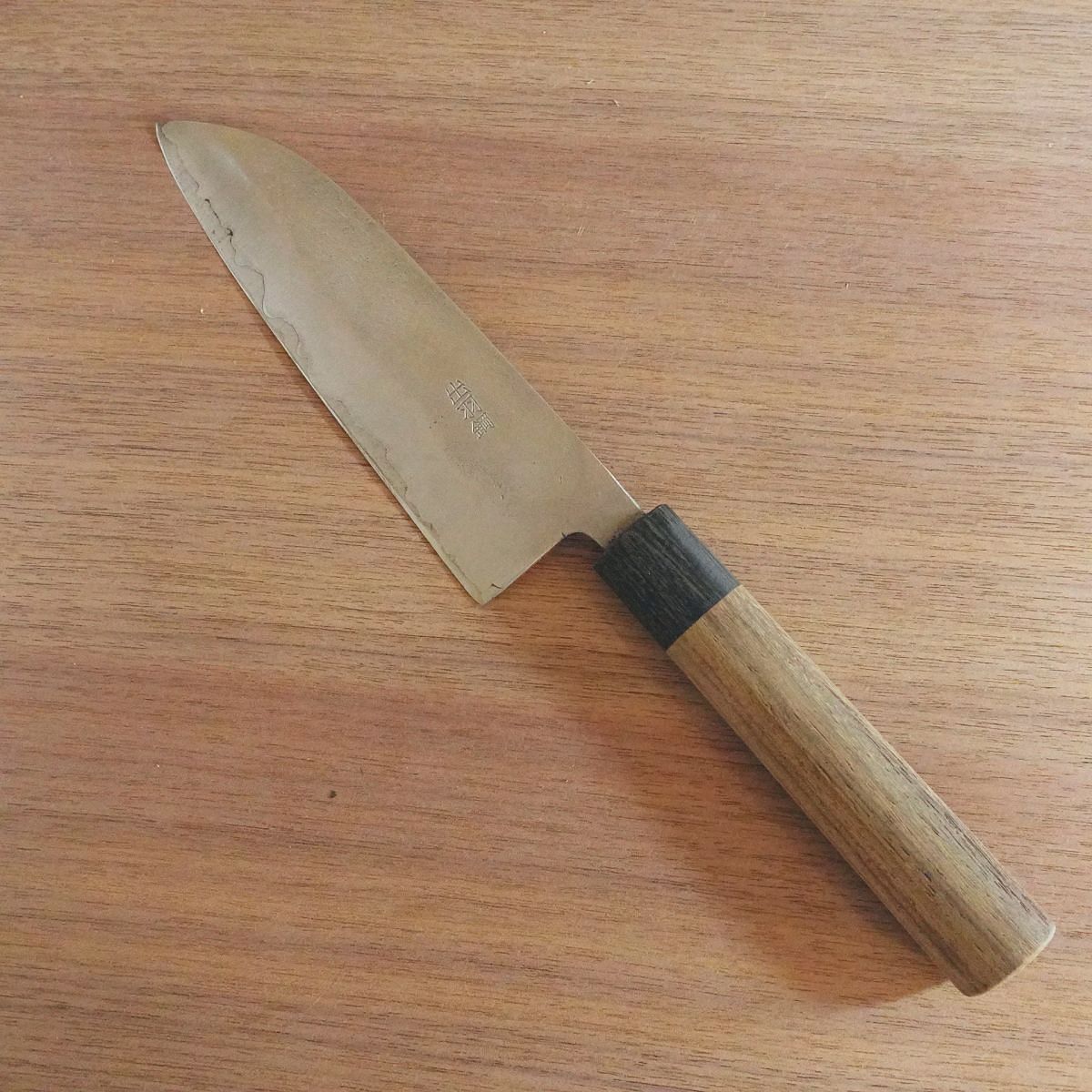 Hagakure Santoku Knife, Sharpened, Nashiji Finish, All-Purpose Knife, Dewa Steel, Hon-Warikomi, 165mm