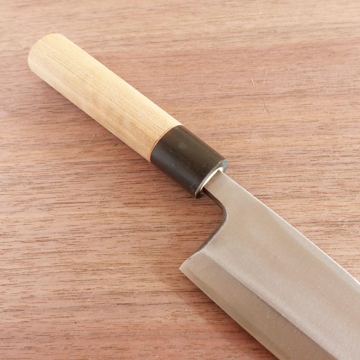Sakai Ichimonji Mitsuhide Funayuki Knife, Sharpened, Water Buffalo Handle, Slim Deba Style, Nearly Unused, 165mm
