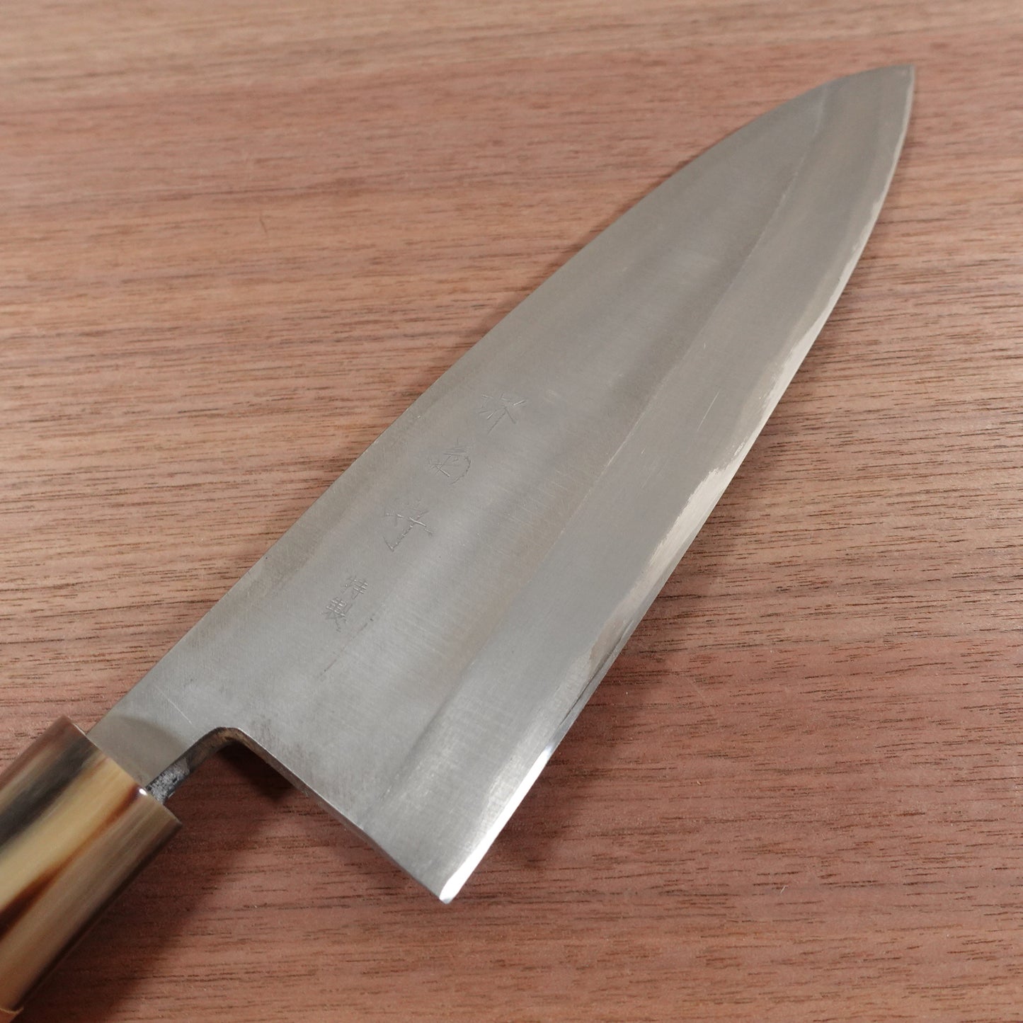 Sakai Kikumori Large Deba Knife, Sharpened, Water Buffalo Handle, Special, Boxed, Unused Stored Item, 215mm