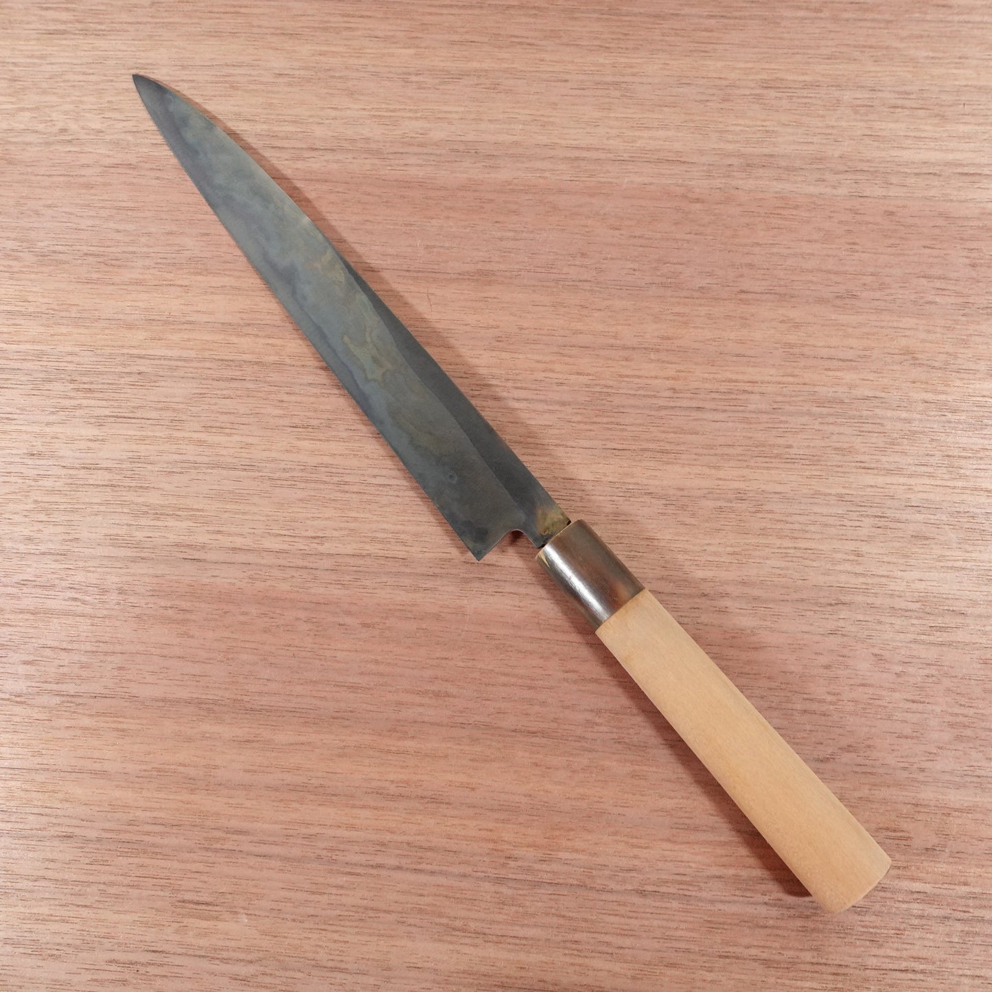 [HYPER REBORN] Yukifuji Yanagiba Knife, Sharpened, Water Buffalo Handle, Sashimi Knife, Black Oxide Finish, Lightly Used, 240mm