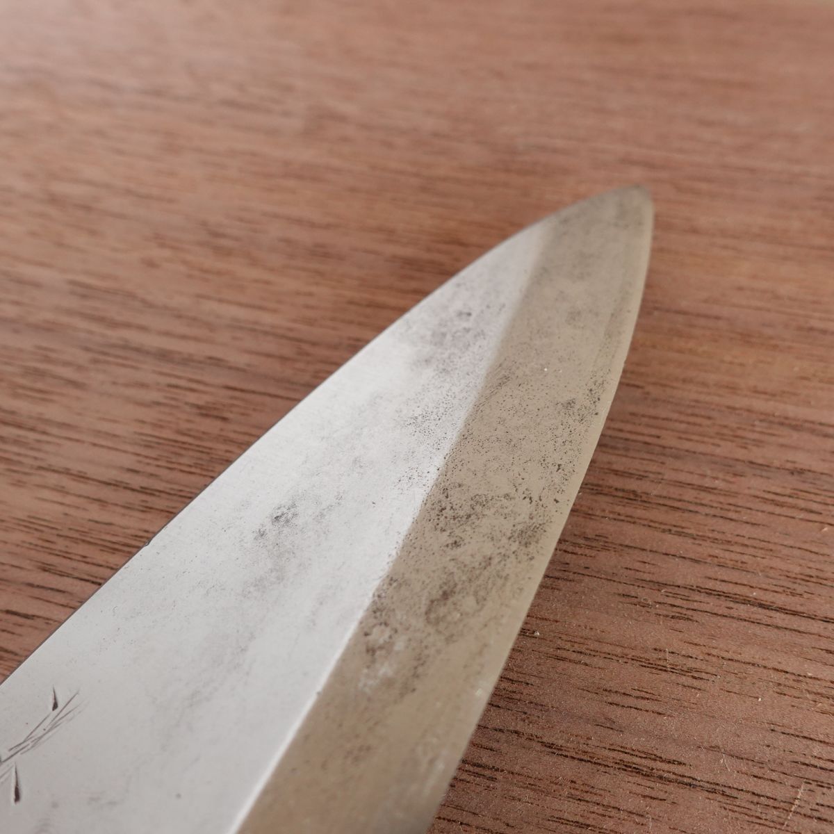 Sakai Genkichi Deba Knife, Sharpened, Negoro Lacquer Handle, With Sakai Blade Sticker, 150mm