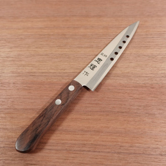 Tadateru Petty Knife, Sharpened, Fruit Knife, Granton Edge, Stainless Steel, Nearly Unused Stored Item, 140mm