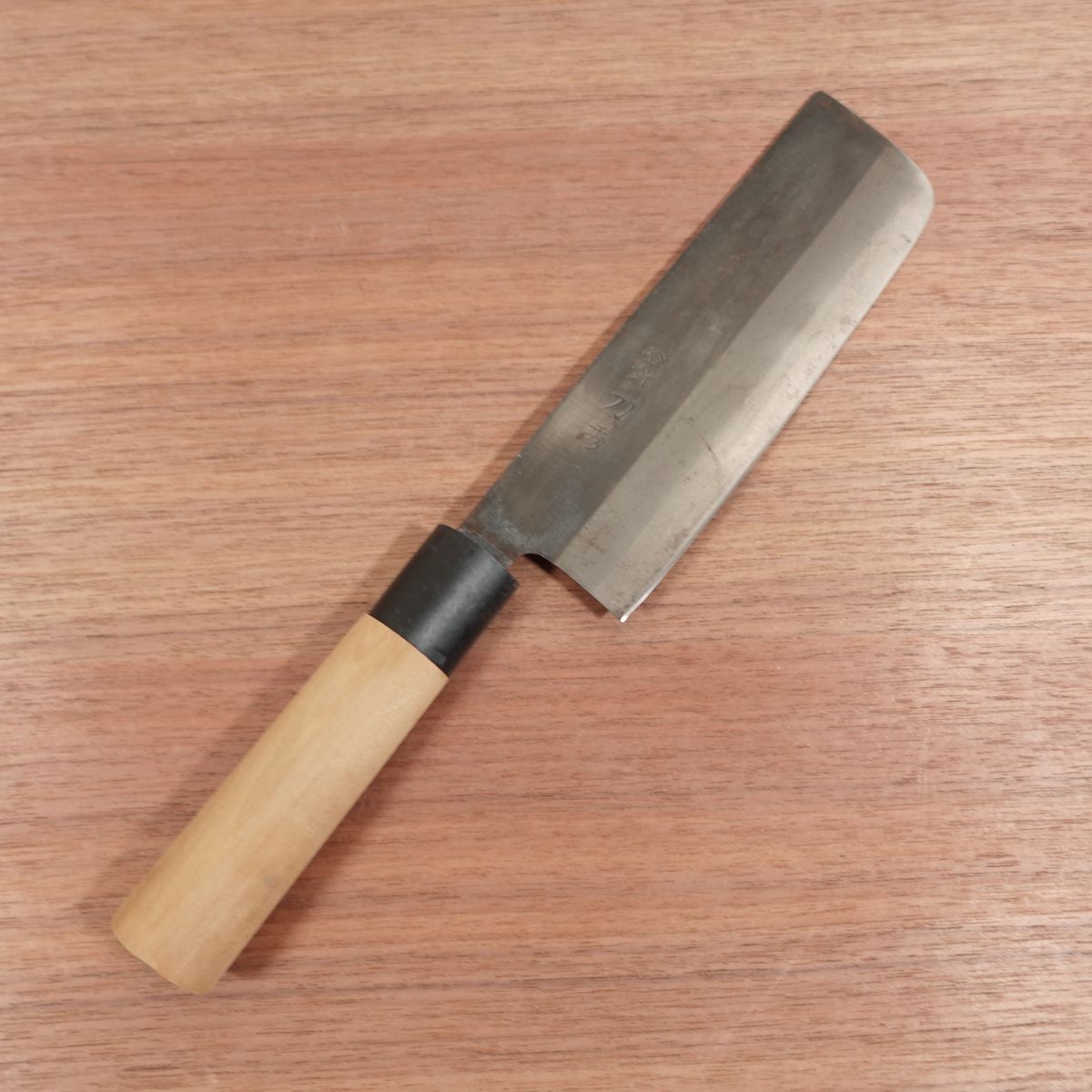 Toshu Nakiri Knife, Sharpened, Kurouchi Finish, Thin Blade, Double Bevel, 160mm