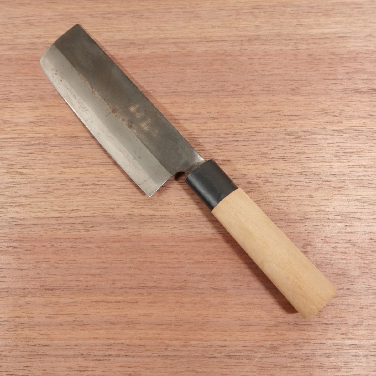 Toshu Nakiri Knife, Sharpened, Kurouchi Finish, Thin Blade, Double Bevel, 160mm