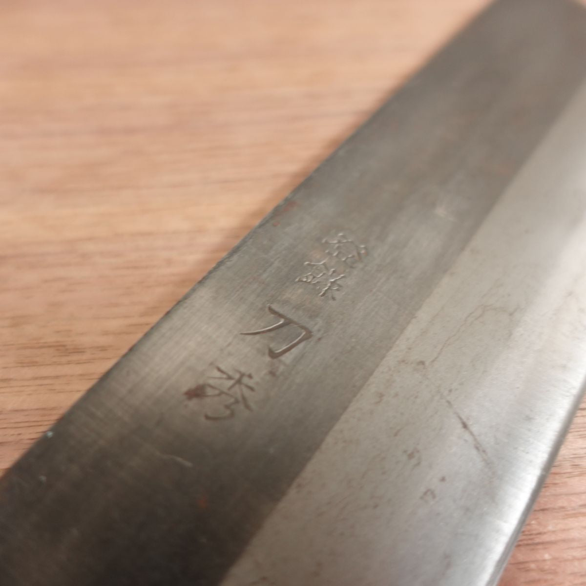 Toshu Nakiri Knife, Sharpened, Kurouchi Finish, Thin Blade, Double Bevel, 160mm