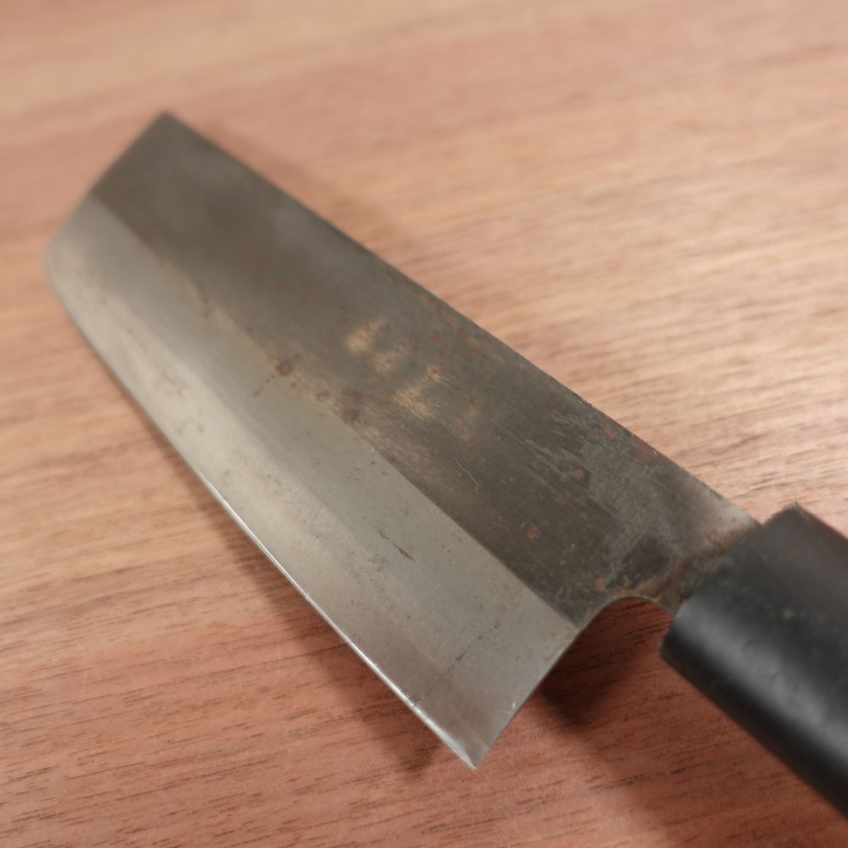 Toshu Nakiri Knife, Sharpened, Kurouchi Finish, Thin Blade, Double Bevel, 160mm